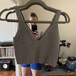 J. Crew Gray Ribbed Crop Tank Top